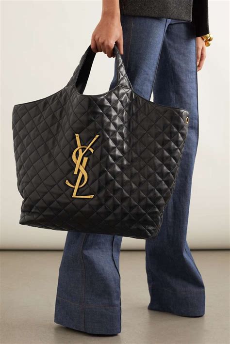 vintage canvas ysl bag|YSL quilted tote bag.